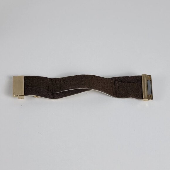 Gold-Tone Multi Chain Charm Leather Cuff Bracelet 7 In Magnetic Clasp - Picture 7 of 13